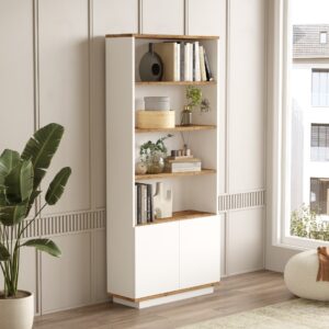 Aven Kitaplık 168cm Raf 2 Kapaklı Raflı Çam-beyaz AVE16-AW
