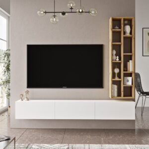 Arya 175cm Tv Ünitesi Kitaplık  Keçe-beyaz ARY9-WK
