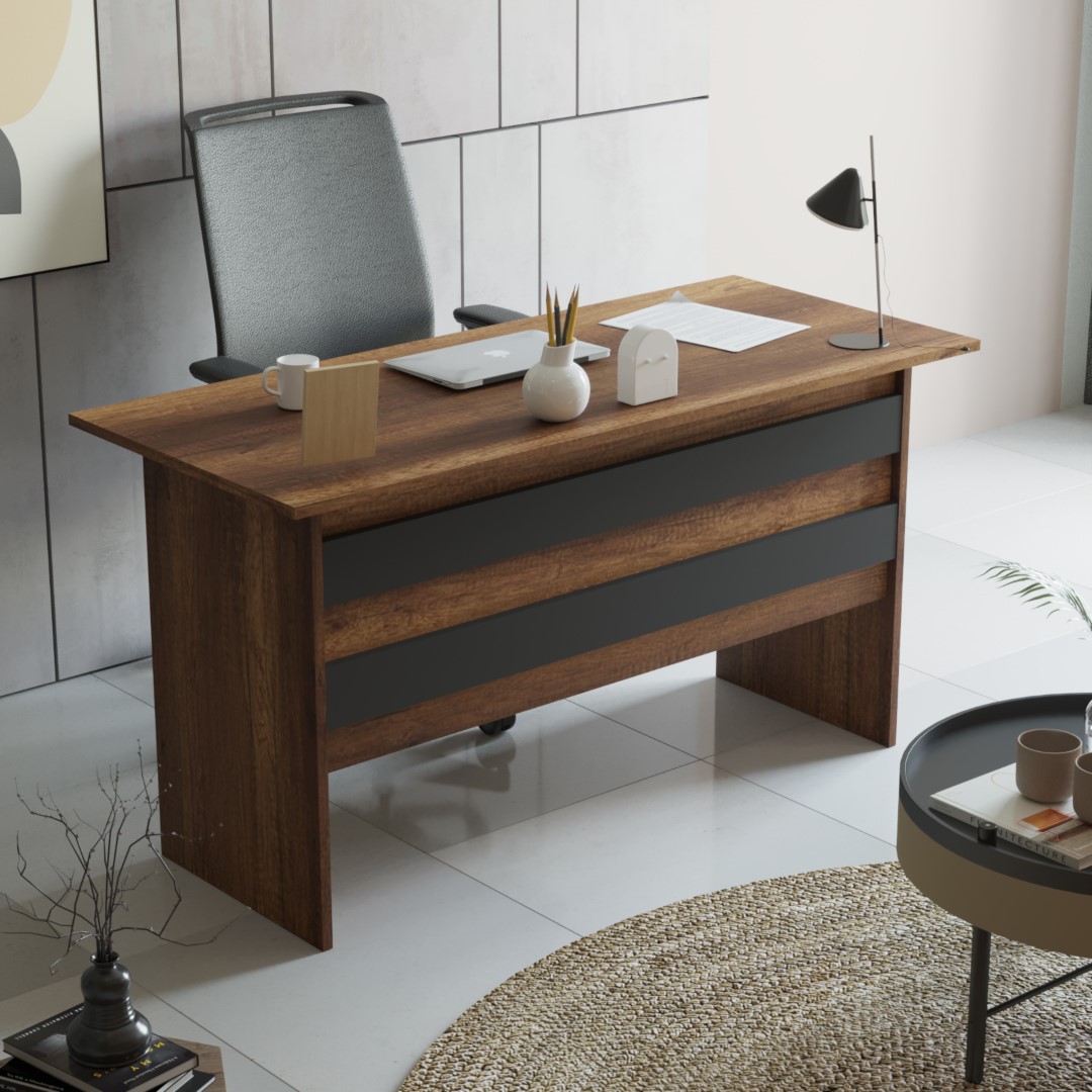Bega A 140cm Ofis Çalışma Masası Barok-Antrasit BEG1-BA