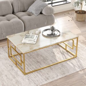 Atlantis Gold Metal Orta Sehpa Mermer Desen ATL12-GE